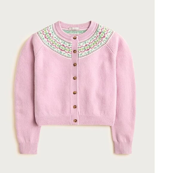 J Crew Sz S Classic Fair Isle Cardigan in vintage lambs wool $176 - Picture 7 of 9